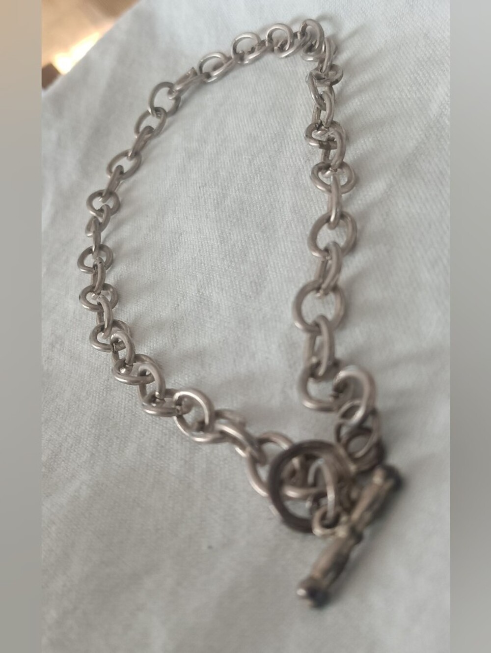 Sterling Silver Toggle Chain Necklace - Silver